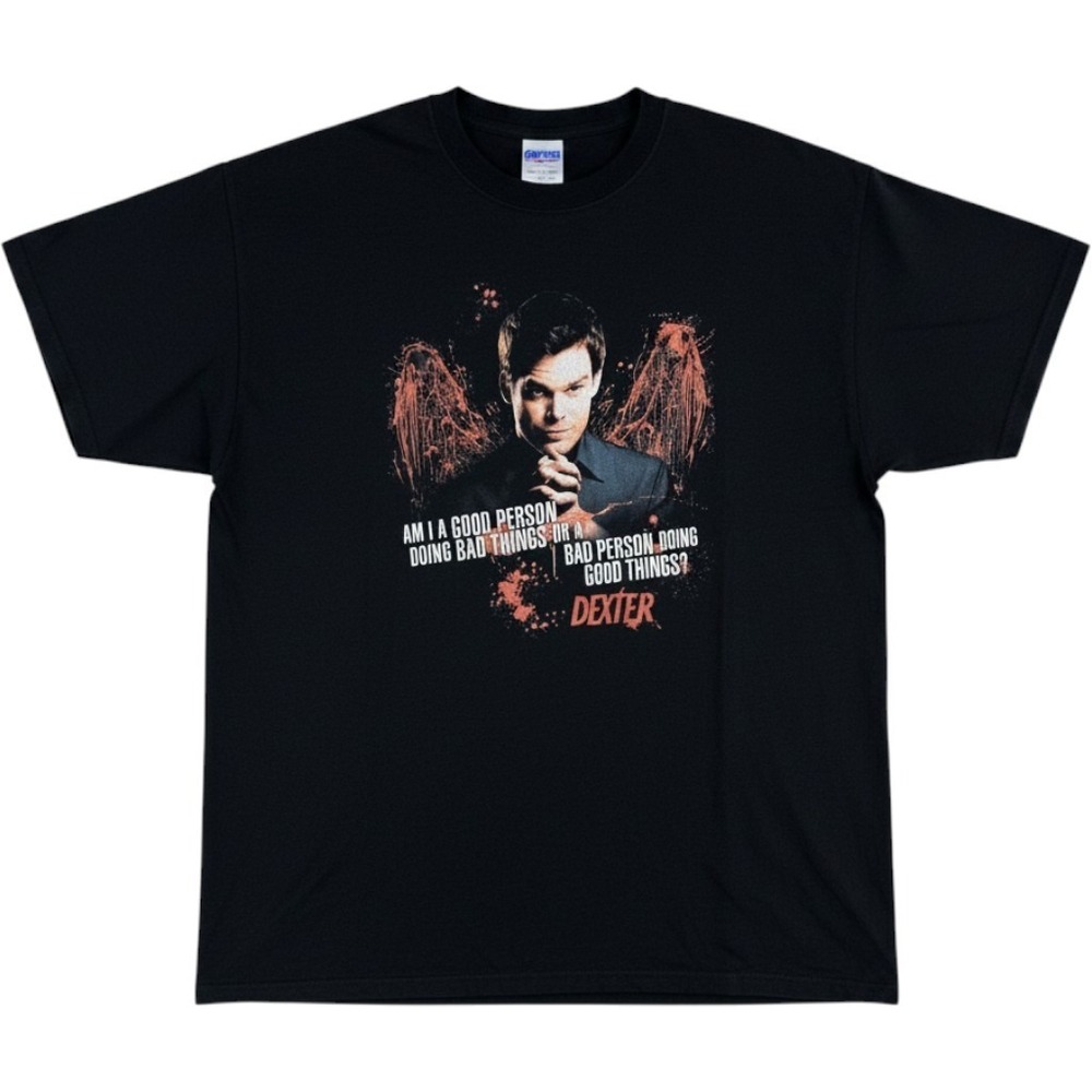 Dexter TV Show Promo Graphic T-Shirt Mens XL 2013 Series Blood Wings Black Rare